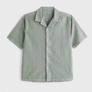 Abercrombie Camp Collar Summer Linen-Blend in green